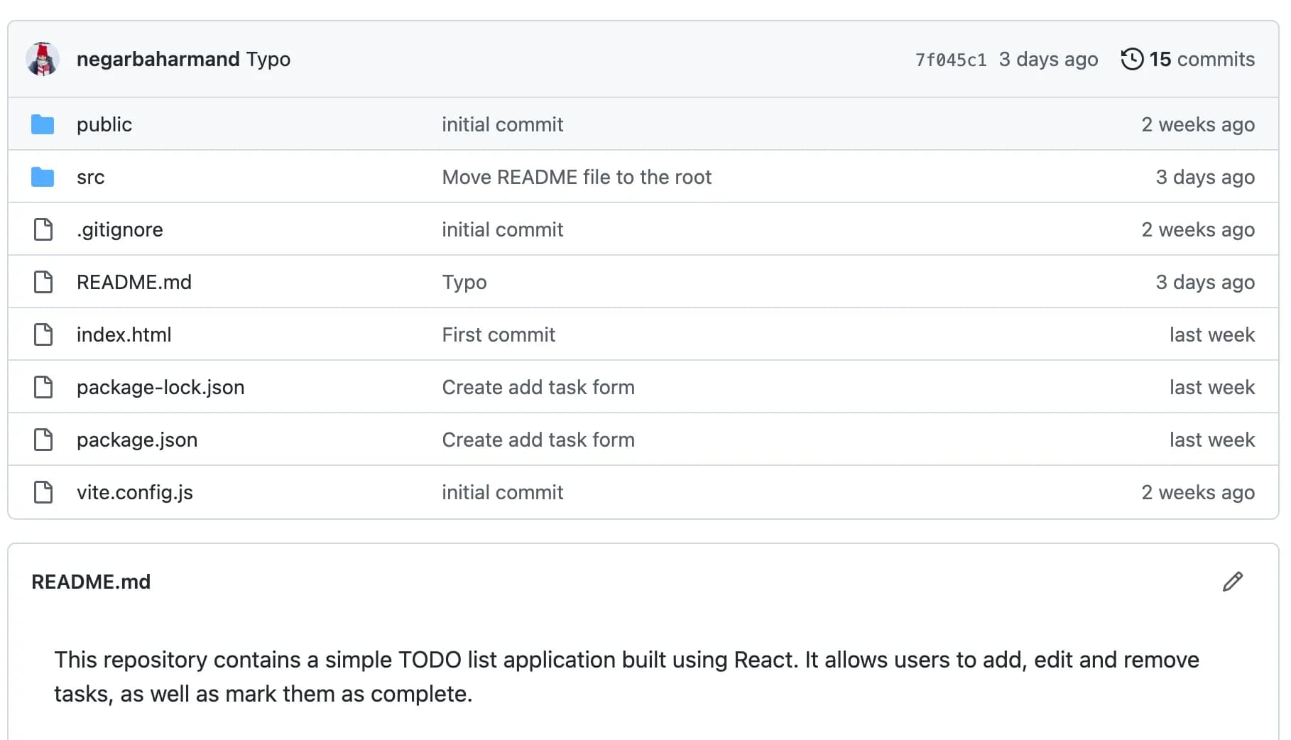 project's Github page overview